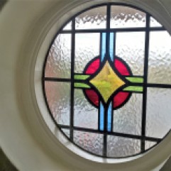 1930's Stained Glass Circular Window